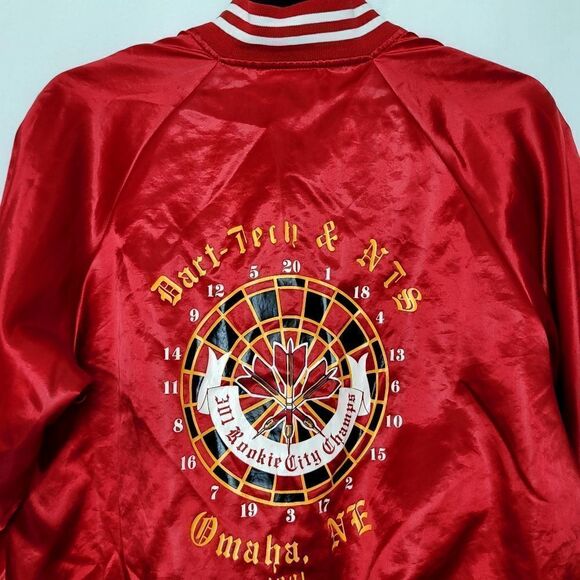 Vintage 1991 Dart Tech & NTS Omaha Nebraska Hartwell Satin Jacket Size Large - Picture 9 of 12